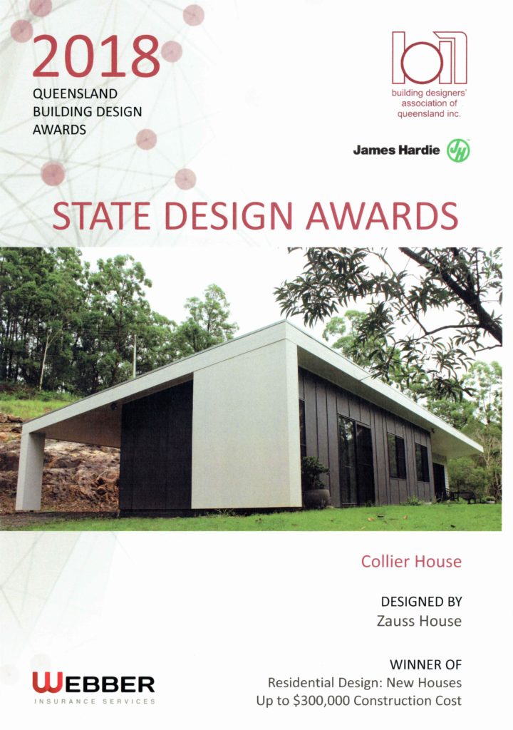 BDAQ & James Hardie 2018 State Design Awards Winner Residential Design: New Houses up to $300,000 construction cost - Collier House